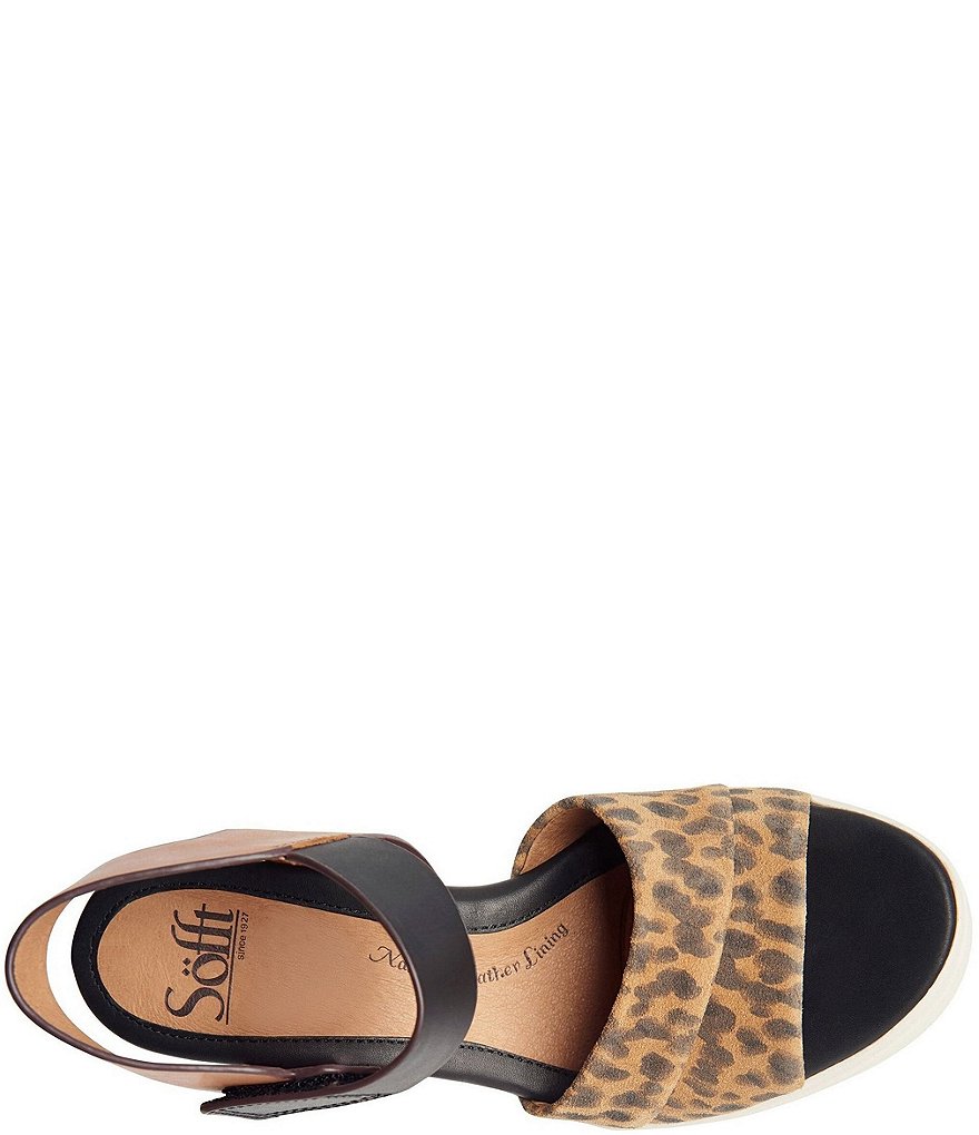 Sofft Samyra Leather Leopard Printed Athletic Inspired Wedges