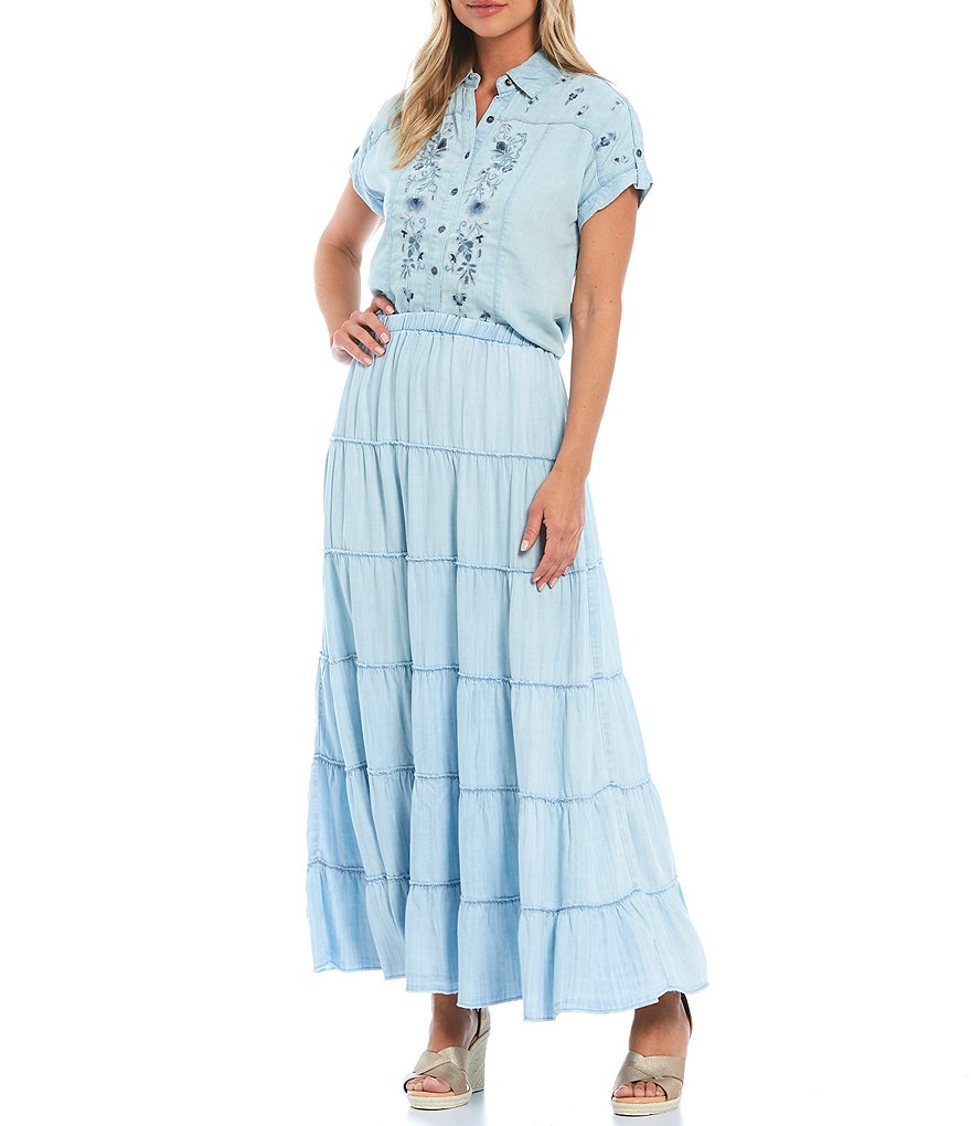 Reba Chambray A-line Long Coordinating Skirt