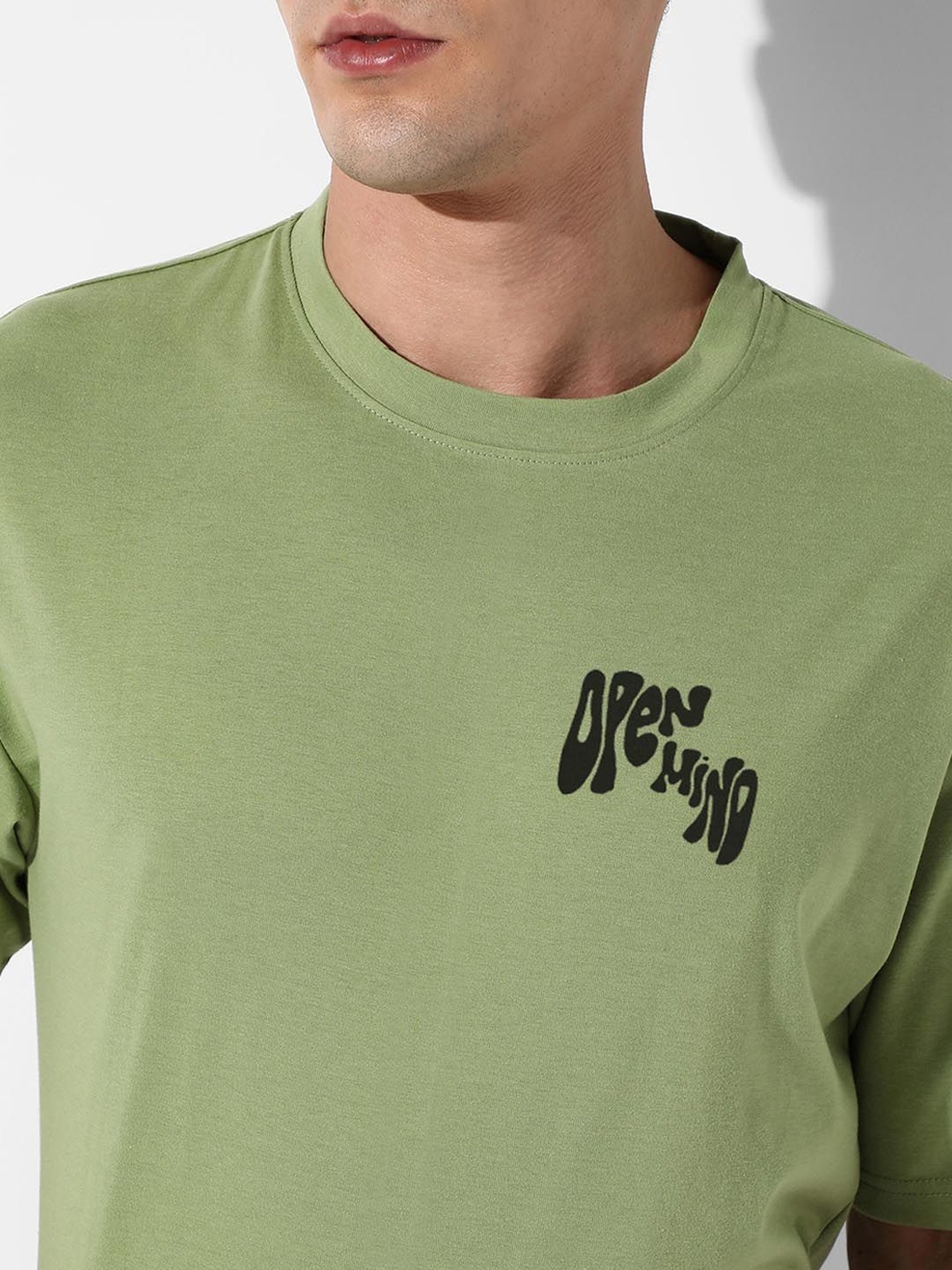 Campus Sutra Green Regular Fit Oversized Open Mind Printed Co-Ord Set