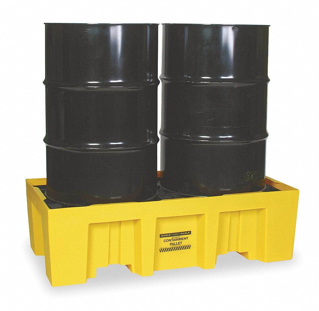 Eagle Mfg - 1620 - Eagle Yellow High Density Polyethylene 4000 lb 66 gal Spill Pallet - Supports 2 Drums - 26 1/4 in