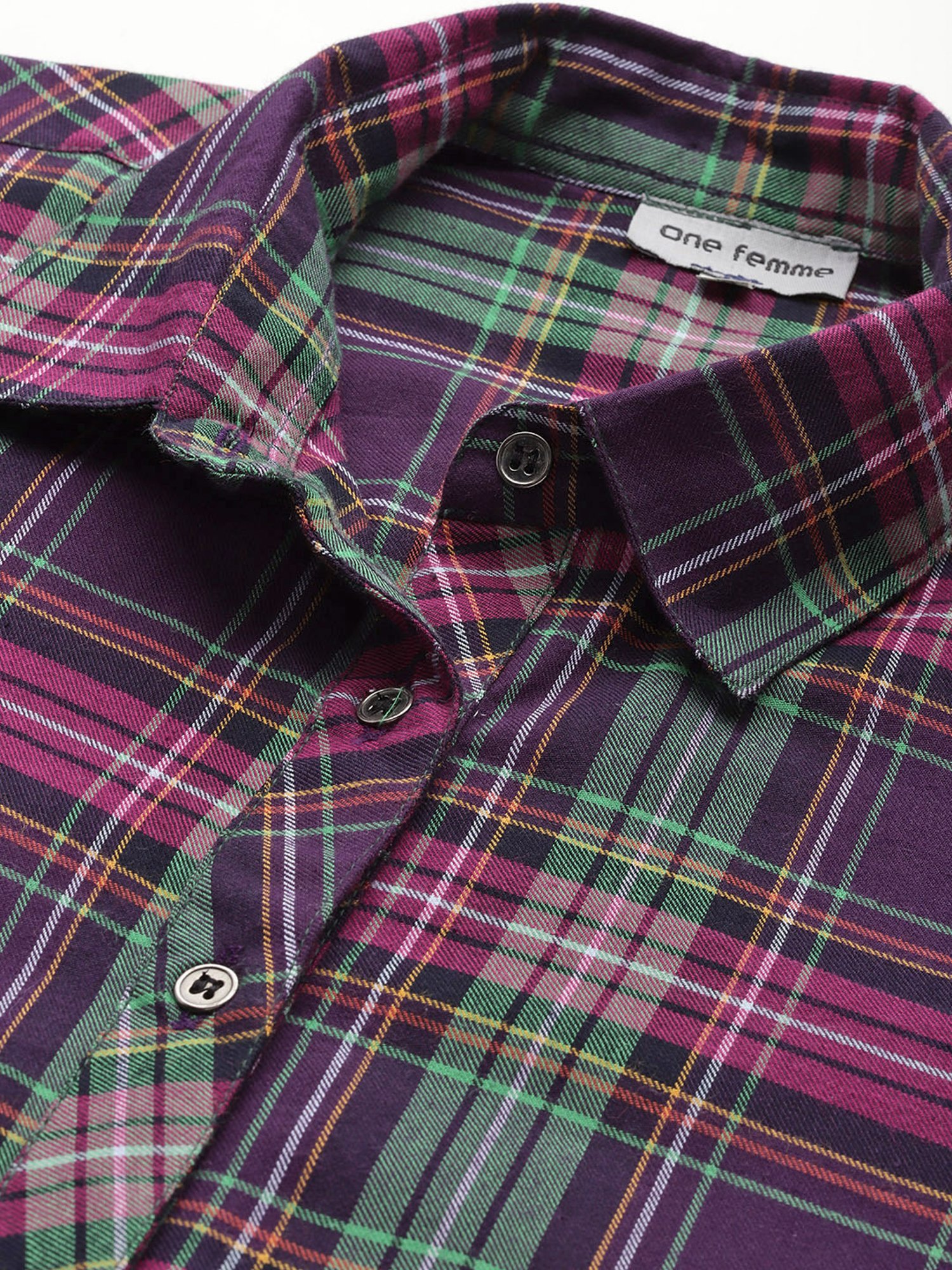 One Femme Purple Check Shirt