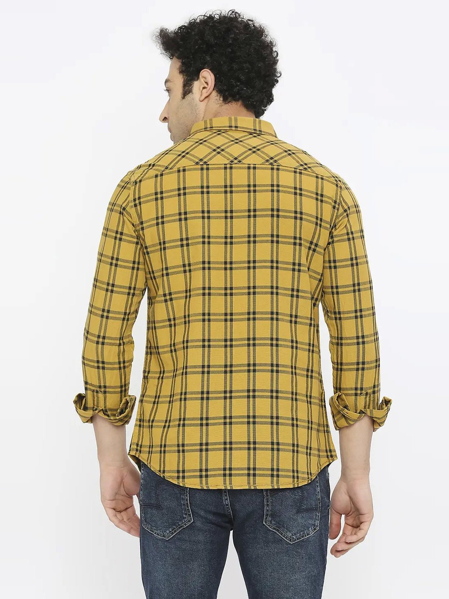 Kuons Avenue Cobalt Blue Slim Fit Denim Shirt