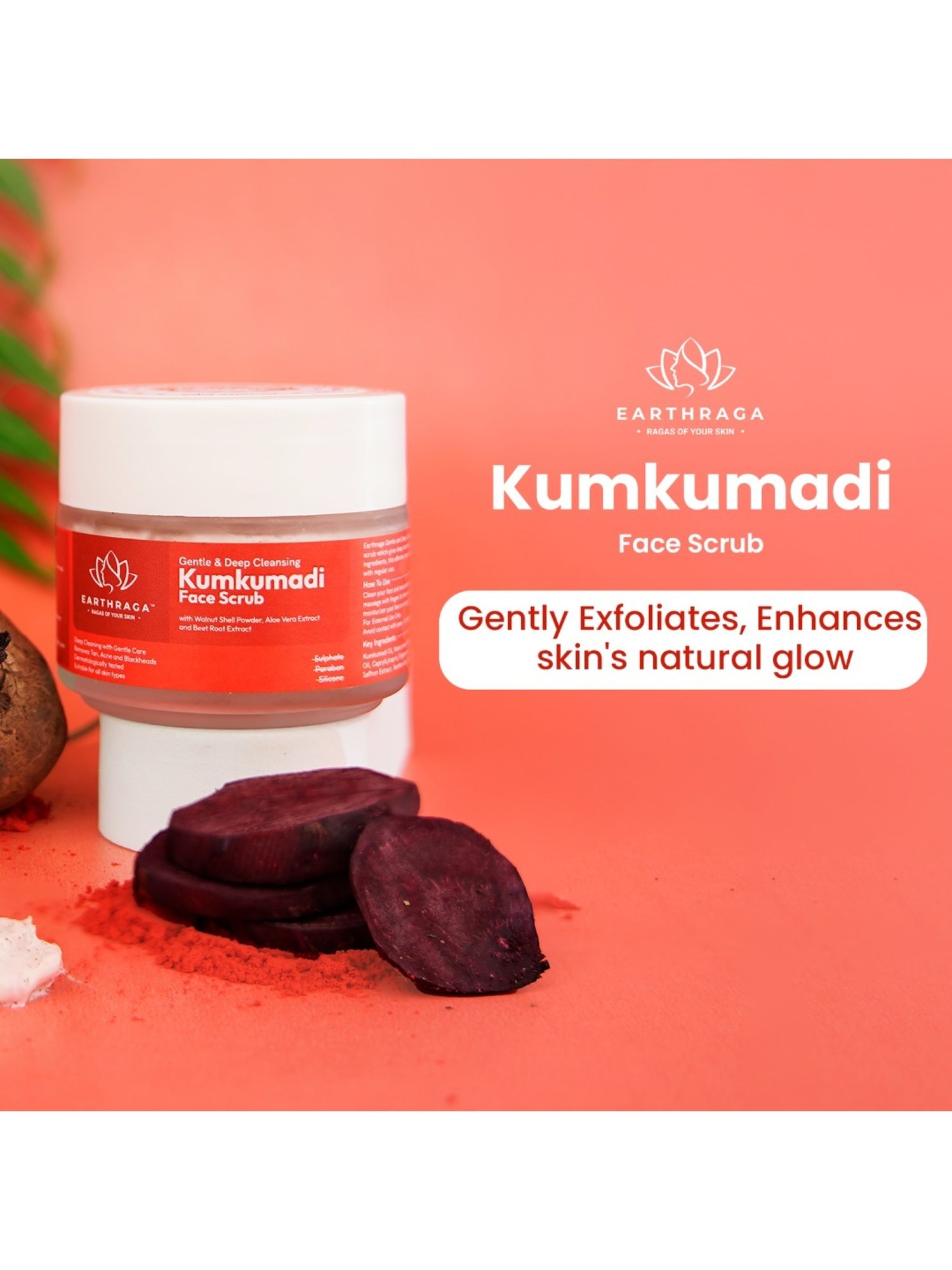 Earthraga Gentle & Deep Cleansing Kumkumadi Face Scrub - 100 ml