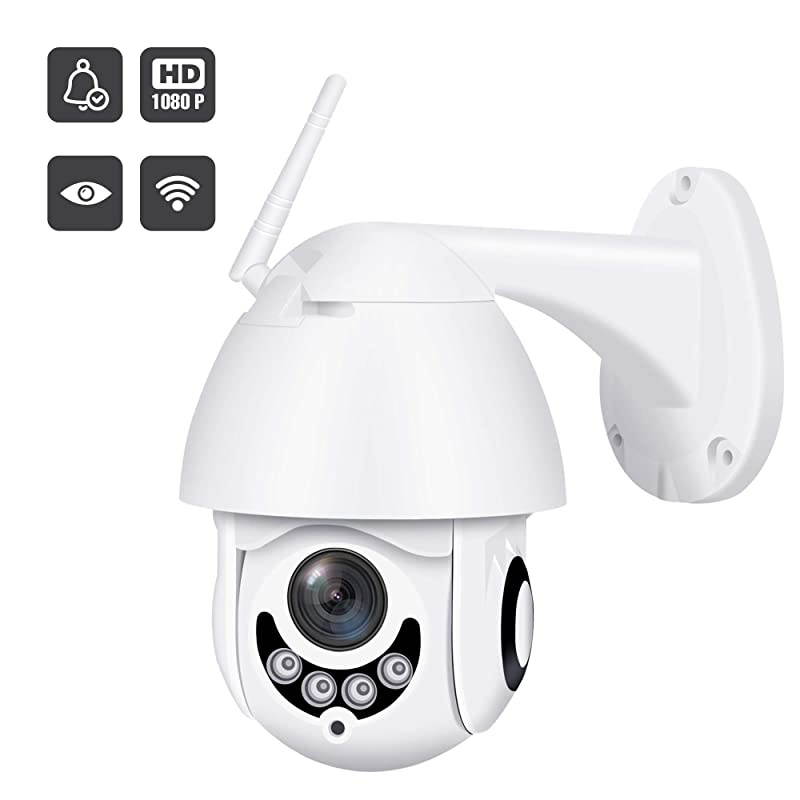 Upgraded Full HD 1080P Security Surveillance Cameras Outdoor Waterproof Wireless PTZ Camera with Night Vision IP WiFi Cam Surveillance Cam Audio Motion Activated White