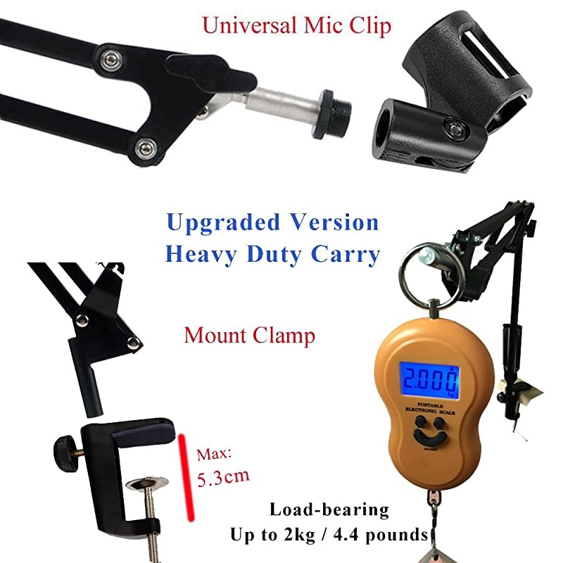 Heavy Duty Microphone Stand with Ushaped Steel Mesh Mic Pop Filter Suspension Boom Scissor Arm Stand Mic Clip Holder for Blue Yeti Snowball amp Other Mic in Recording Broadcasting Etc