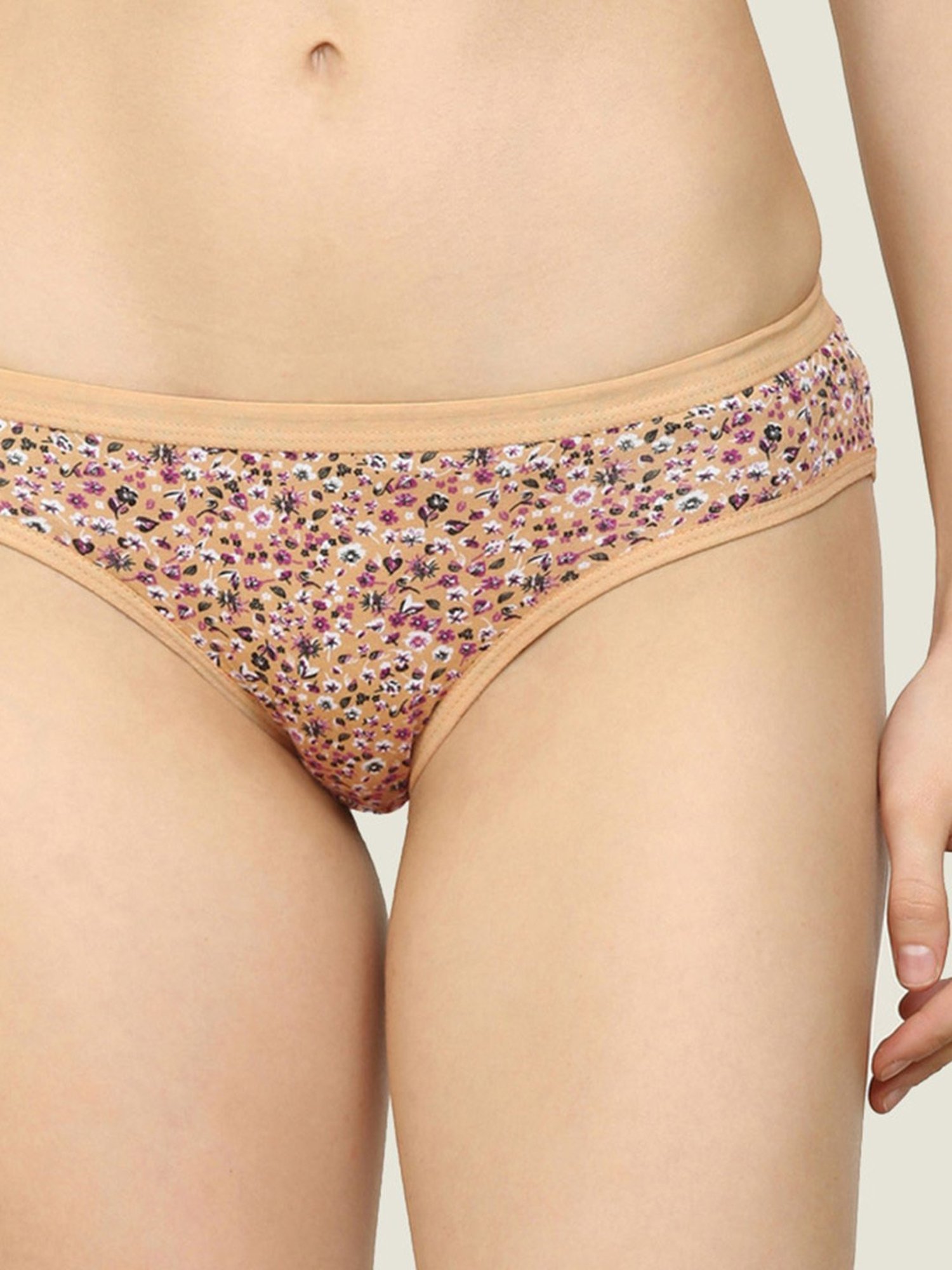 AROUSY Beige Floral Print Hipster Panty