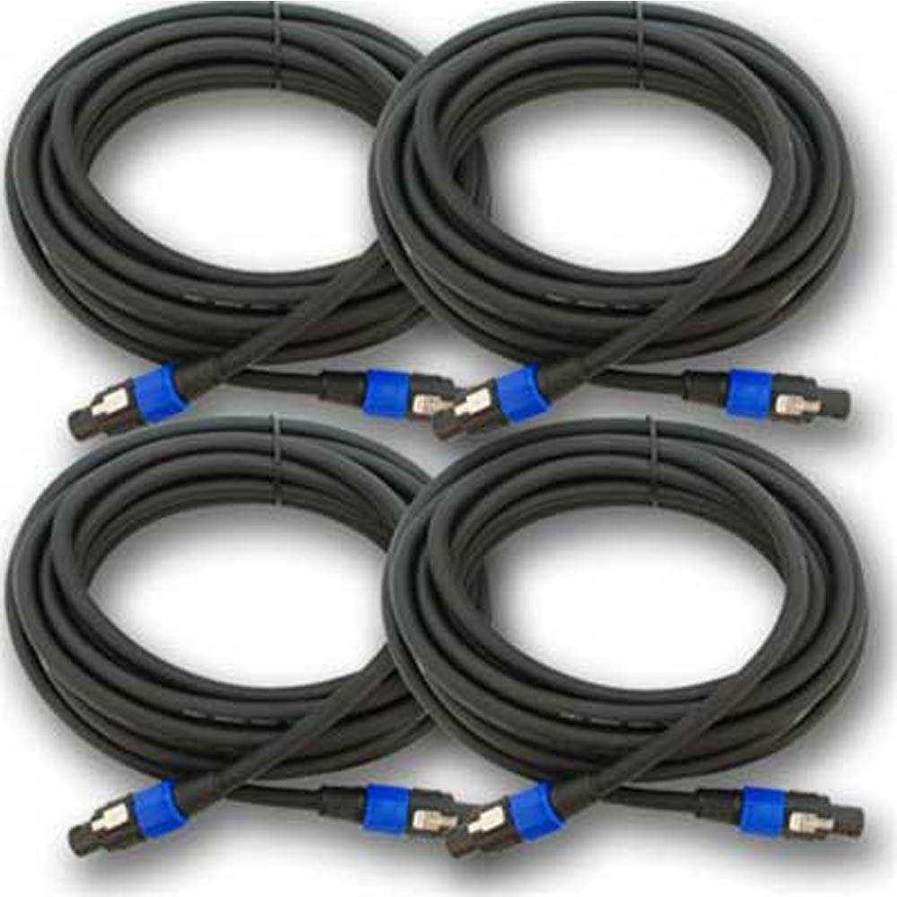 F12S25- Pack of 4 Speakon to Speakon Speaker Cables 25'