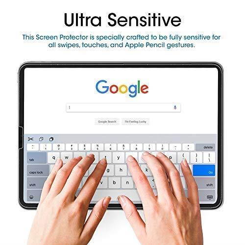 amFilm Glass Screen Protector for iPad Pro 12.9 inch (2018 Model, 3rd Generation Only), Tempered Glass, Ultra Sensitive, Face ID and Apple Pencil Compatible (2 Pack)