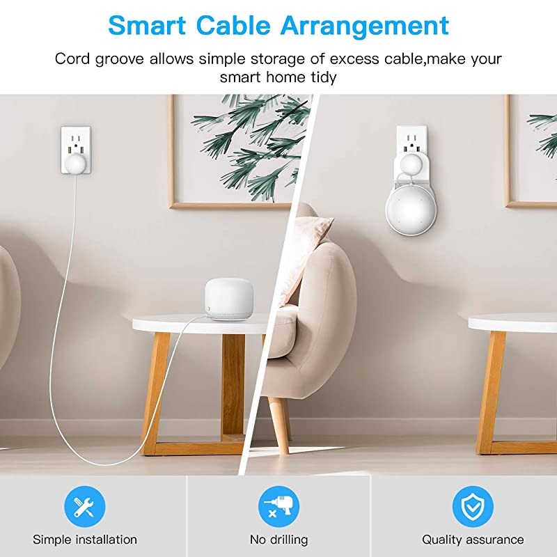 Outlet Wall Mount Only for Google Nest WiFi Point No Tools Required and No Cord Clutter Easy Moved Holder Hanger Compatible with Google Nest WiFi Point 2 Pack