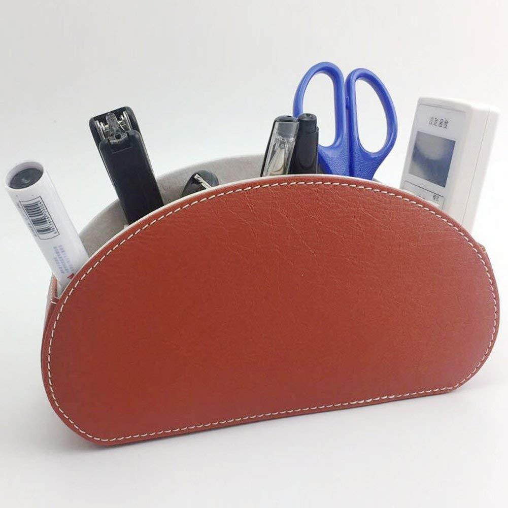 Fosinz Remote Control Holder Organizer Leather Control Storage TV Remote Control Organizer with 5 Spacious Compartments (Brown)