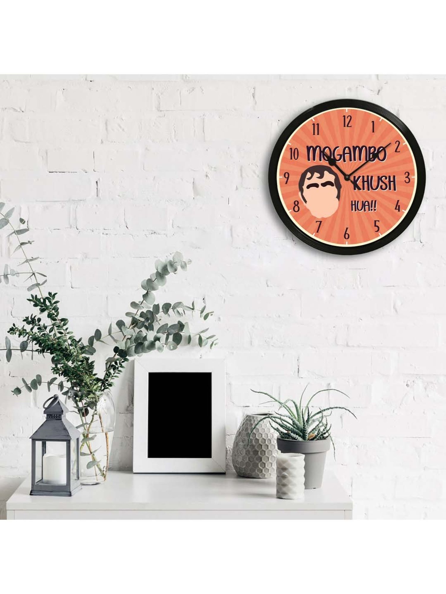 eCraftIndia 'Mogambo Khush Hua' Designer Round Analog Black Wall Clock