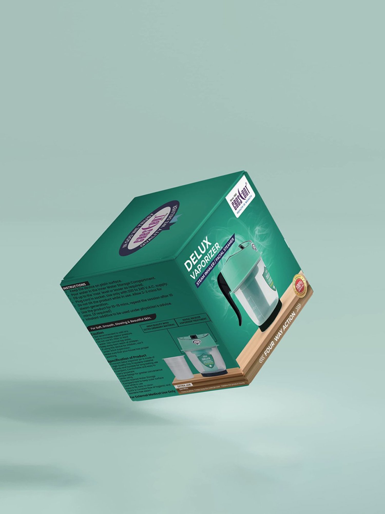 Crescent Delux Facial Steamer Vaporizer for Cold & Cough, Separate Water Storage Container (Orange)