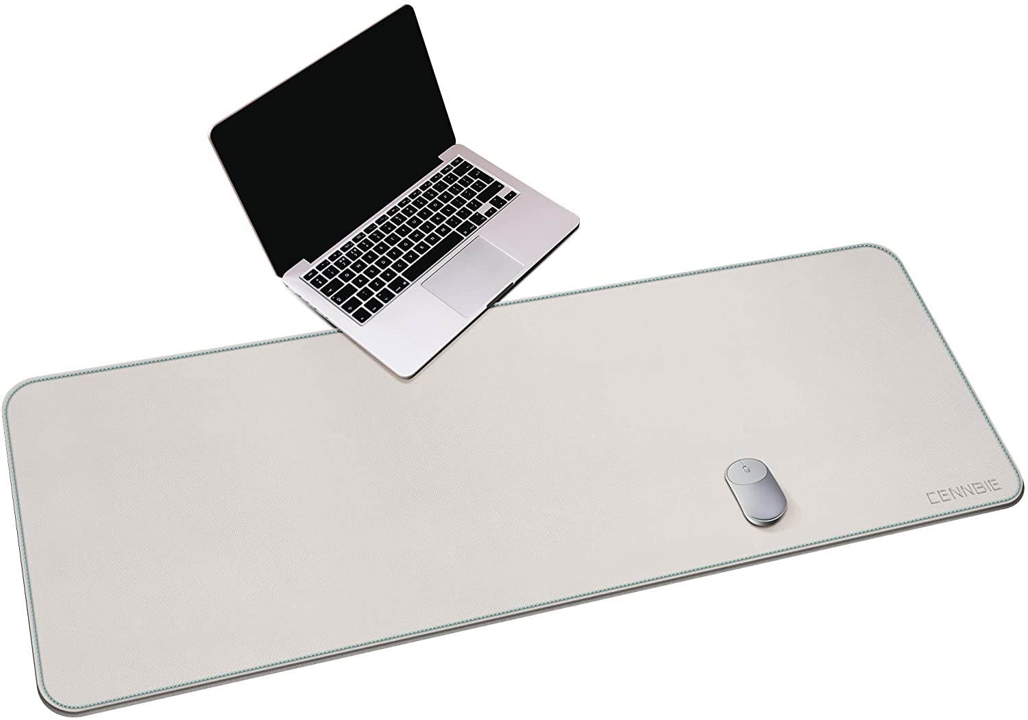 Desk Mat Pad Blotter Protector 59 x 23.6", Super Large PU Leather Desk Mat Laptop Keyboard Mouse Pad with Comfortable Writing Surface Waterproof (Off-White)