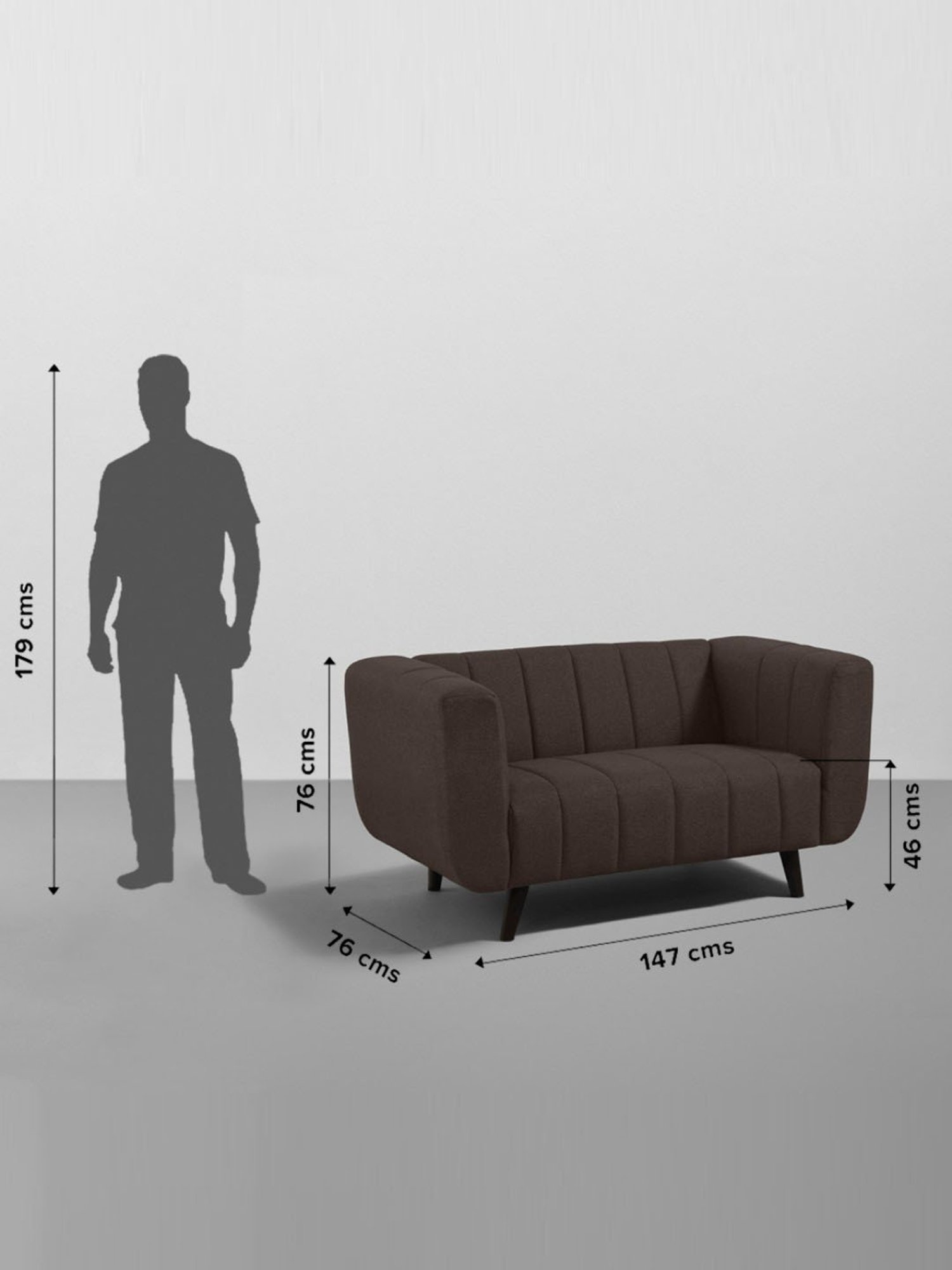 Sleepyhead Kiki Earth Brown Fabric 2 Seater Sofa