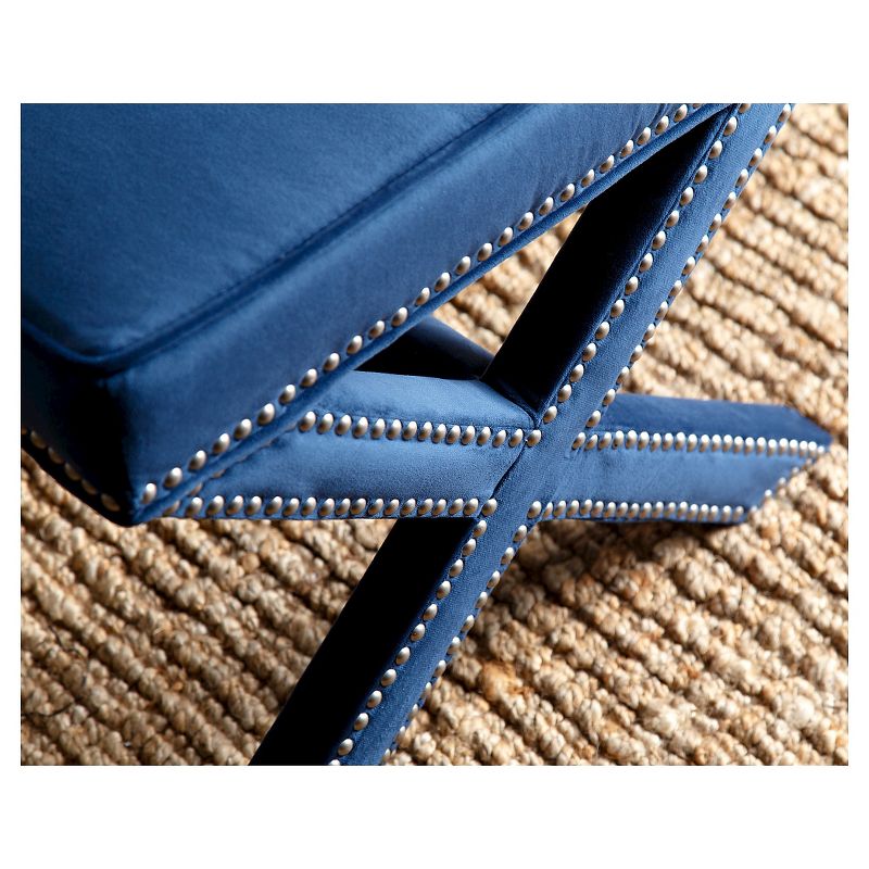 Evelyn Upholstered Nailhead Trim Ottoman Bench Blue - Abbyson Living