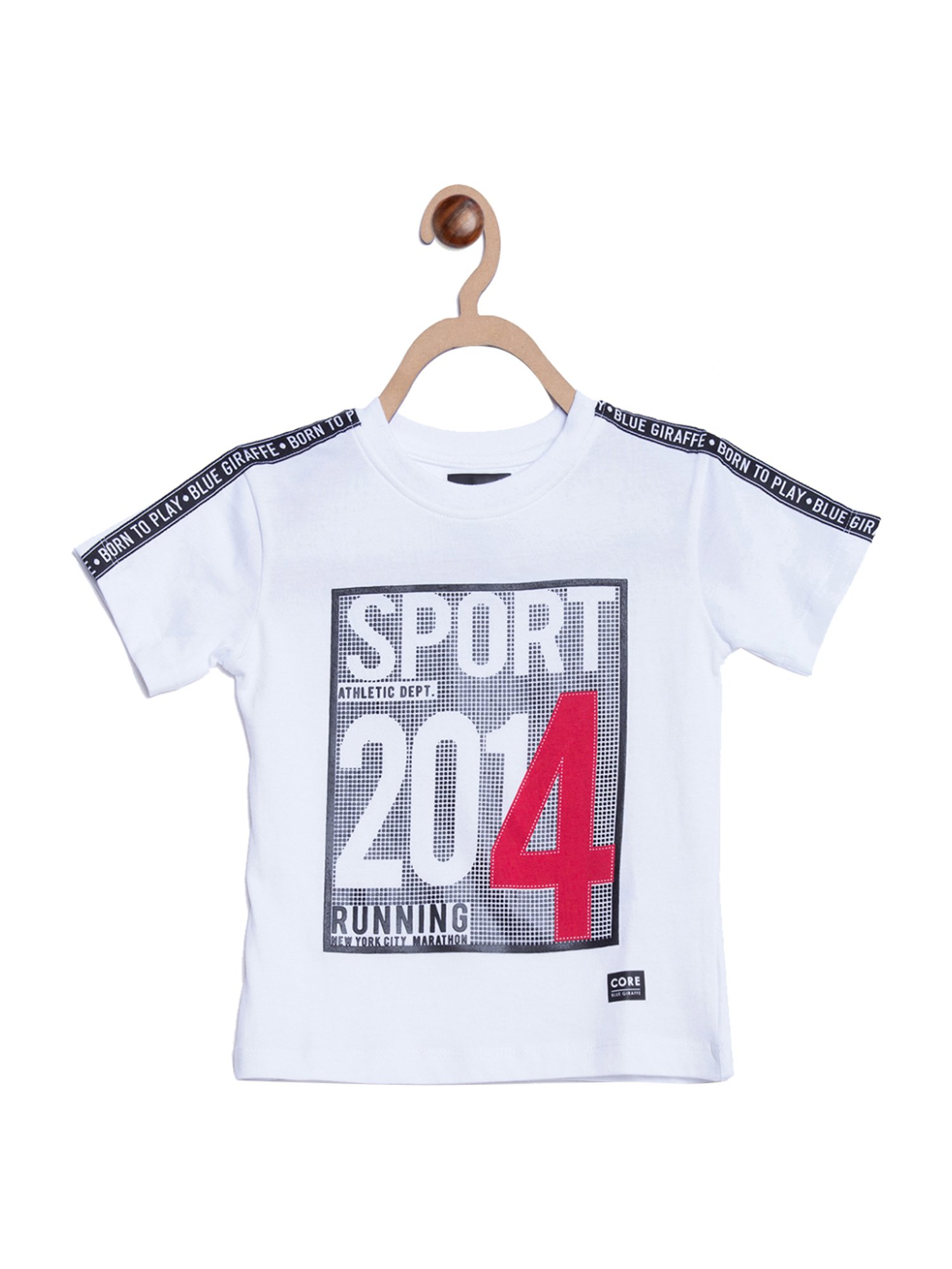 Blue Giraffe Kids White Cotton Printed T-Shirt