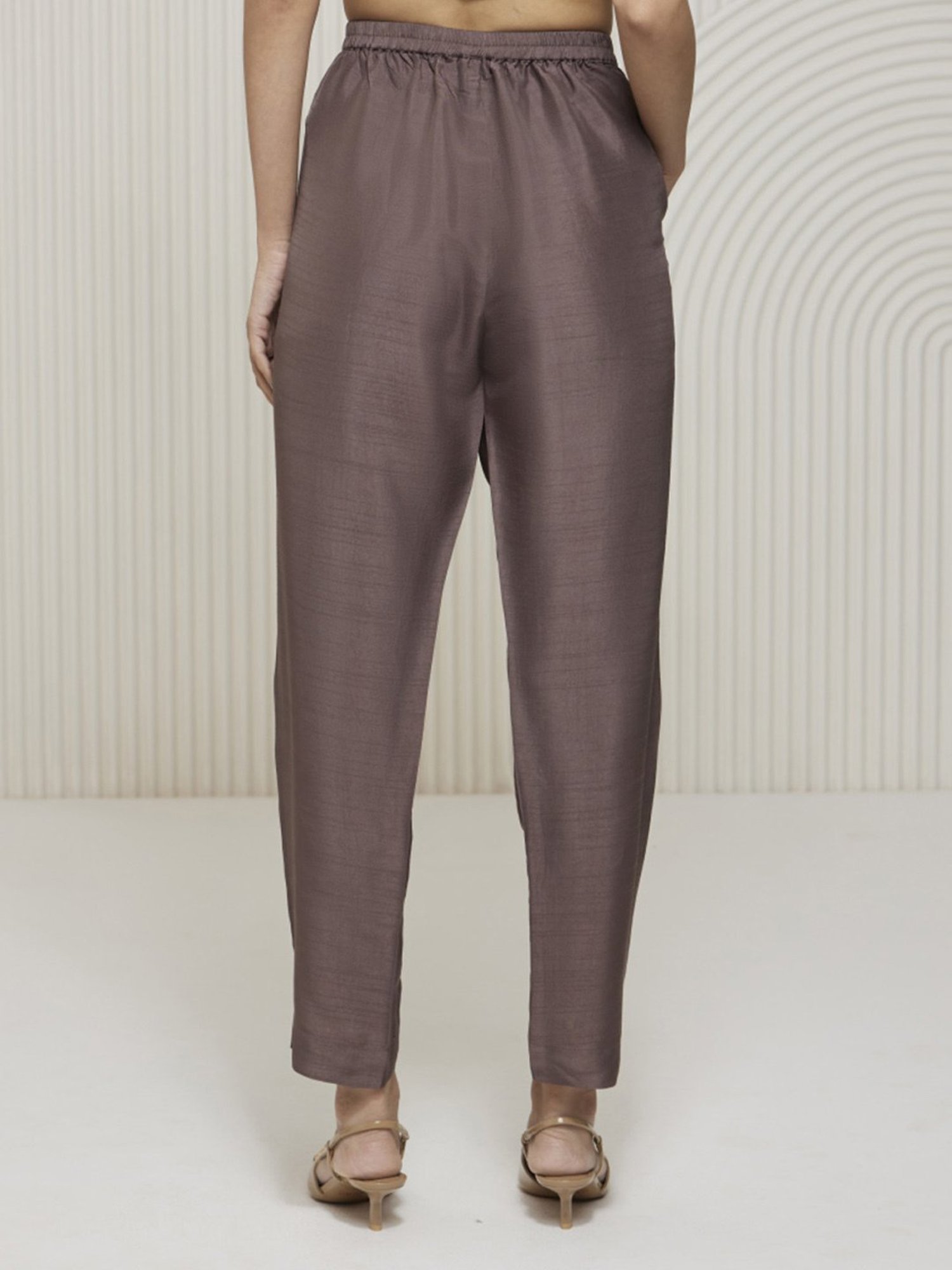 Artagai Granite Grey Elevated Basics Slim Pants With Side Slit And Buttons