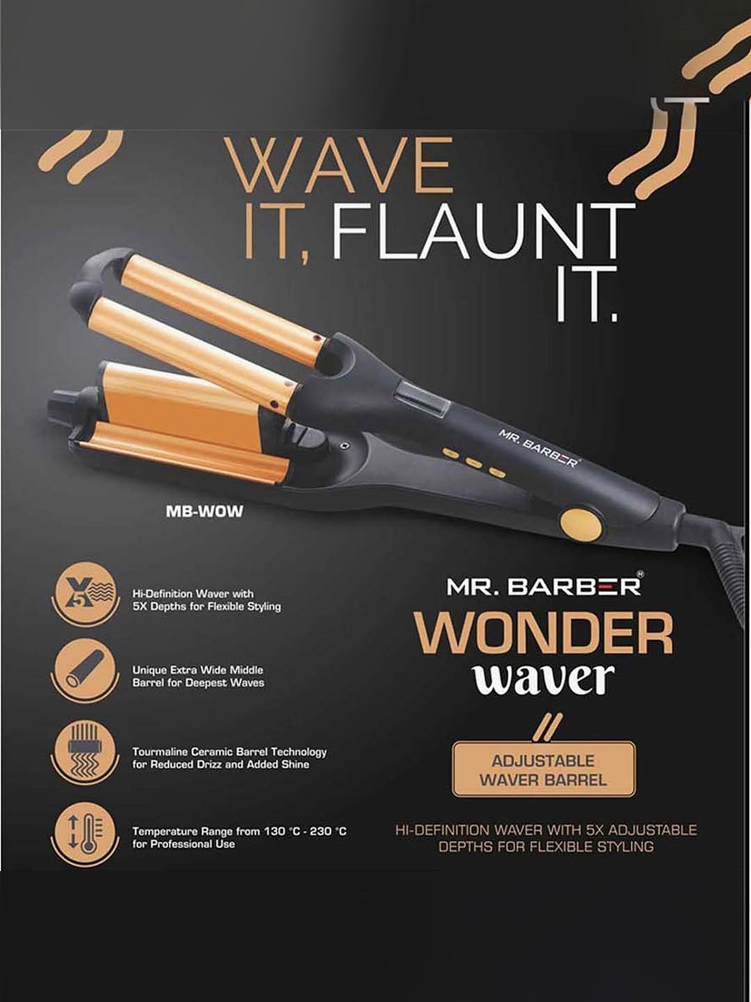 Mr. Barber Wonder Waver MB-WOW Hair Styler (Black)