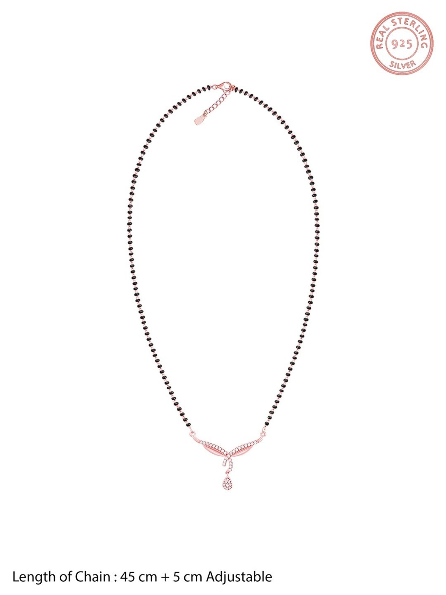 GIVA 92.5 Sterling Silver Rose Gold Vows of Love Mangalsutra