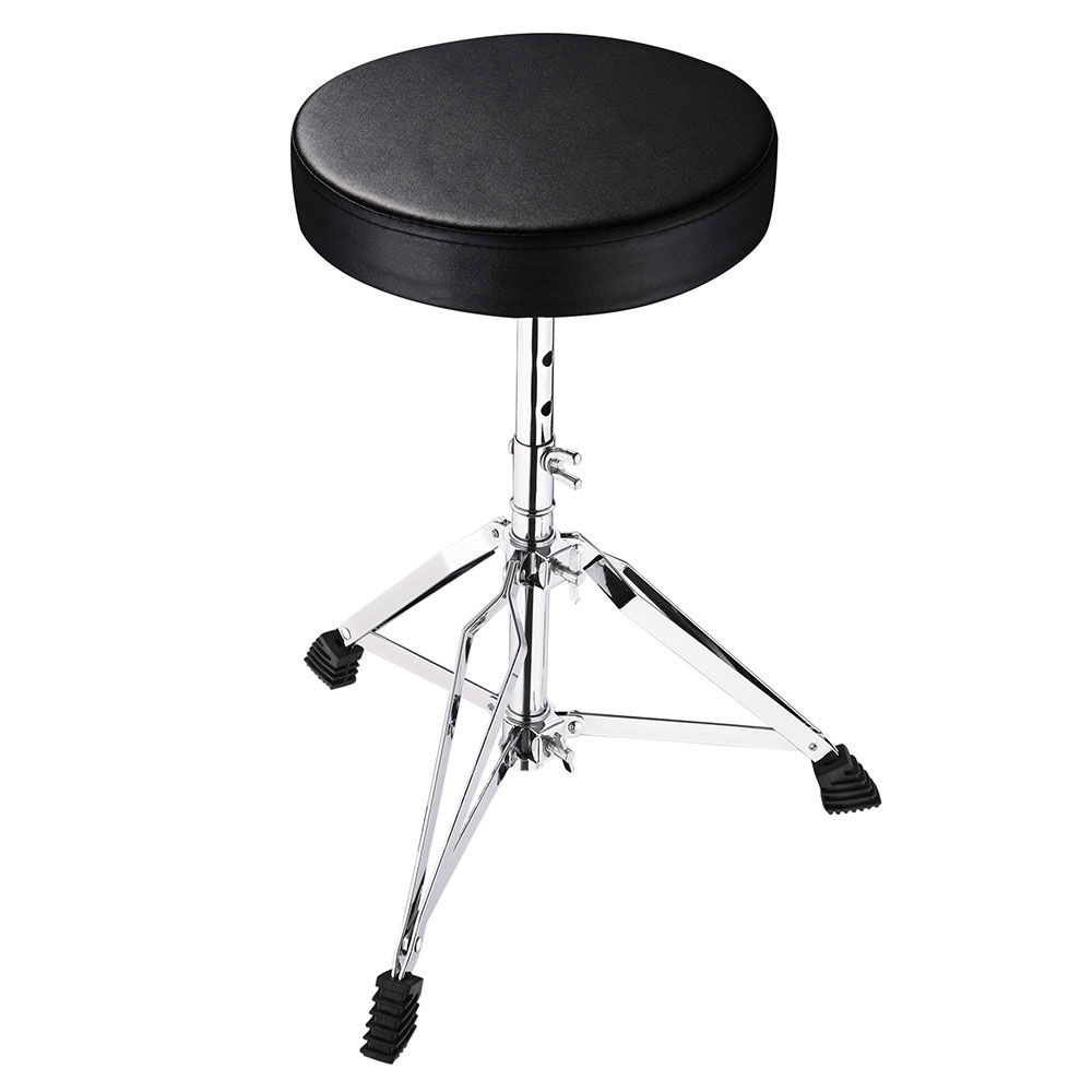 Drum Throne Padded Seat Drummer Stool Round Chair 12"-20" Adjustable Folding Stand Percussion Acc