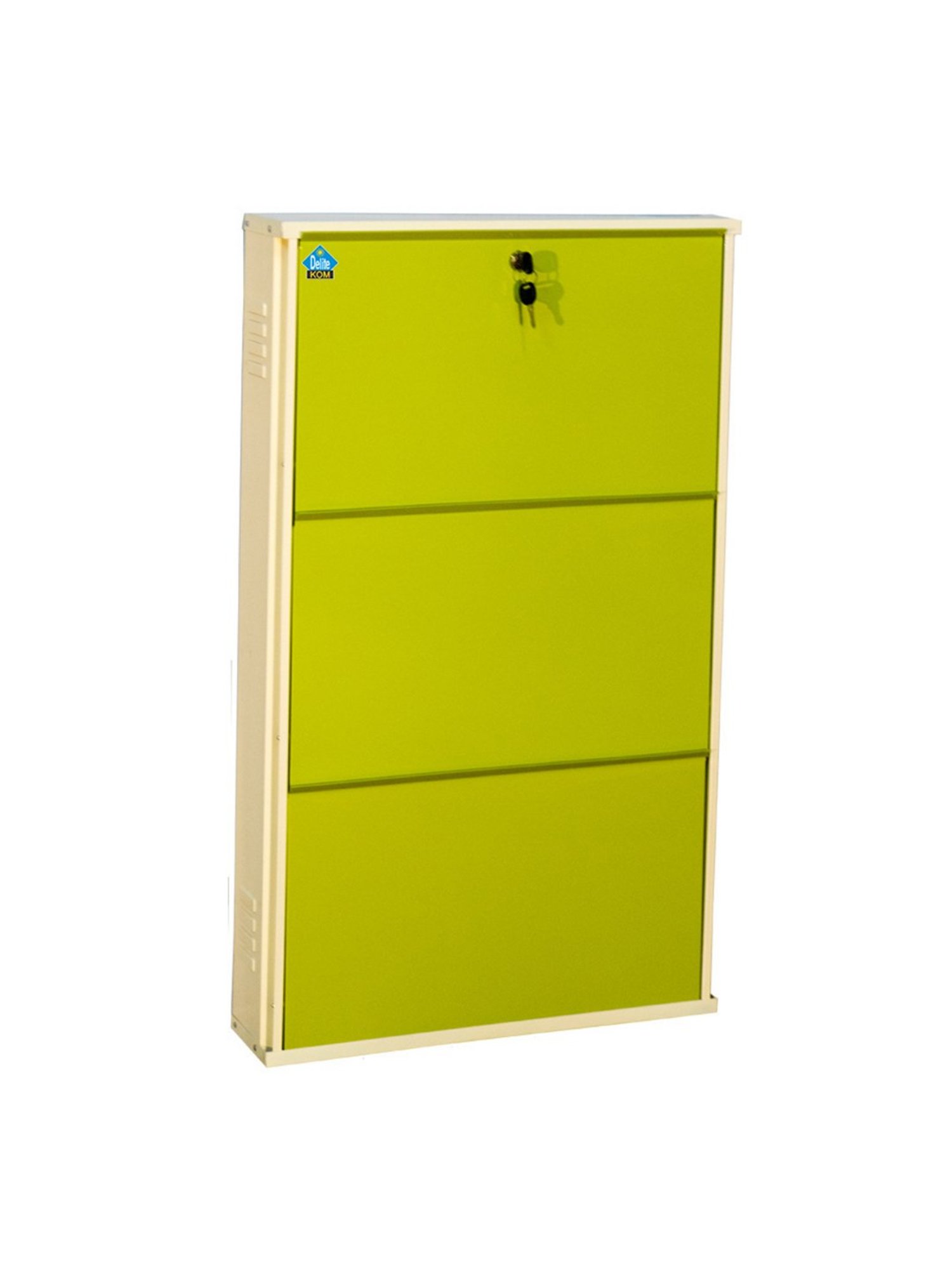 Delite Kom Metal Shoe Rack - 24" 3 Shelf, Ivory Green, PowderCoat, Wall Mount, DIY