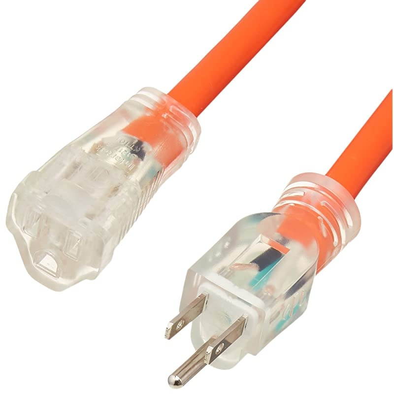 123 SJTW HeavyDuty Lighted Extension Cord 25Foot Orange 4Pack