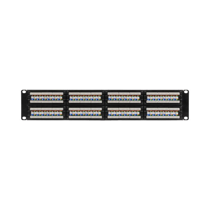 Navepoint 48-Port Cat6 UTP Unshielded Patch Panel For 19-Inch Wallmount Or Rackmount Ethernet Network 2U Black