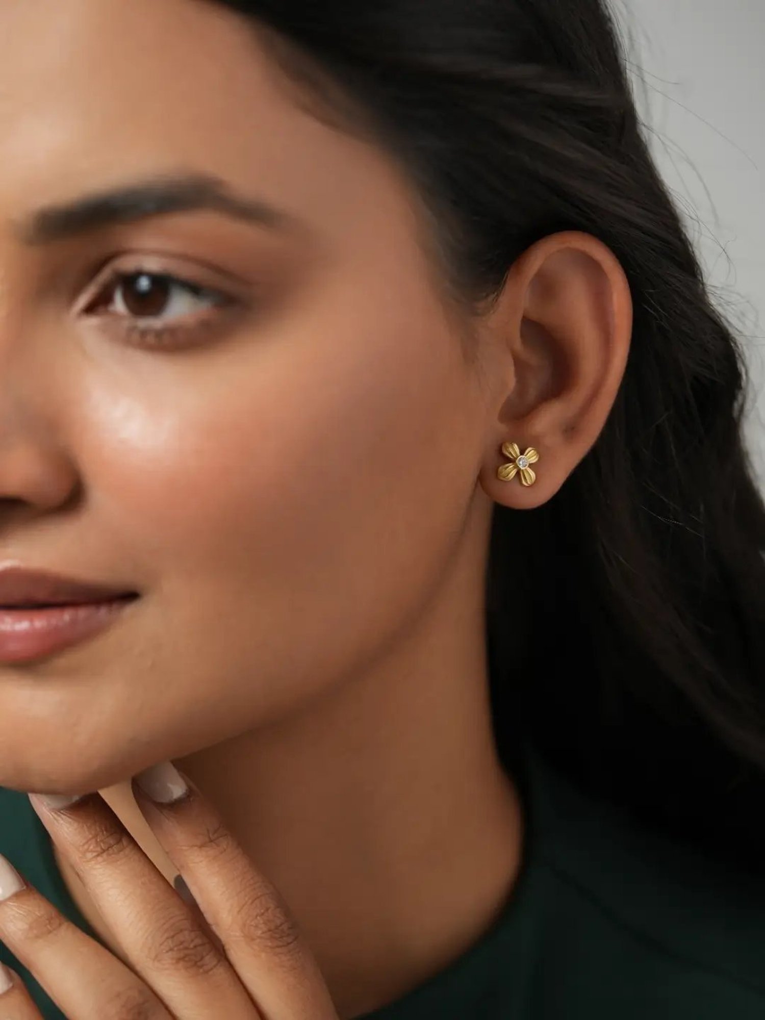 Mabel 92.5 Sterling Silver Four Petal Flower Stud Earrings for Women