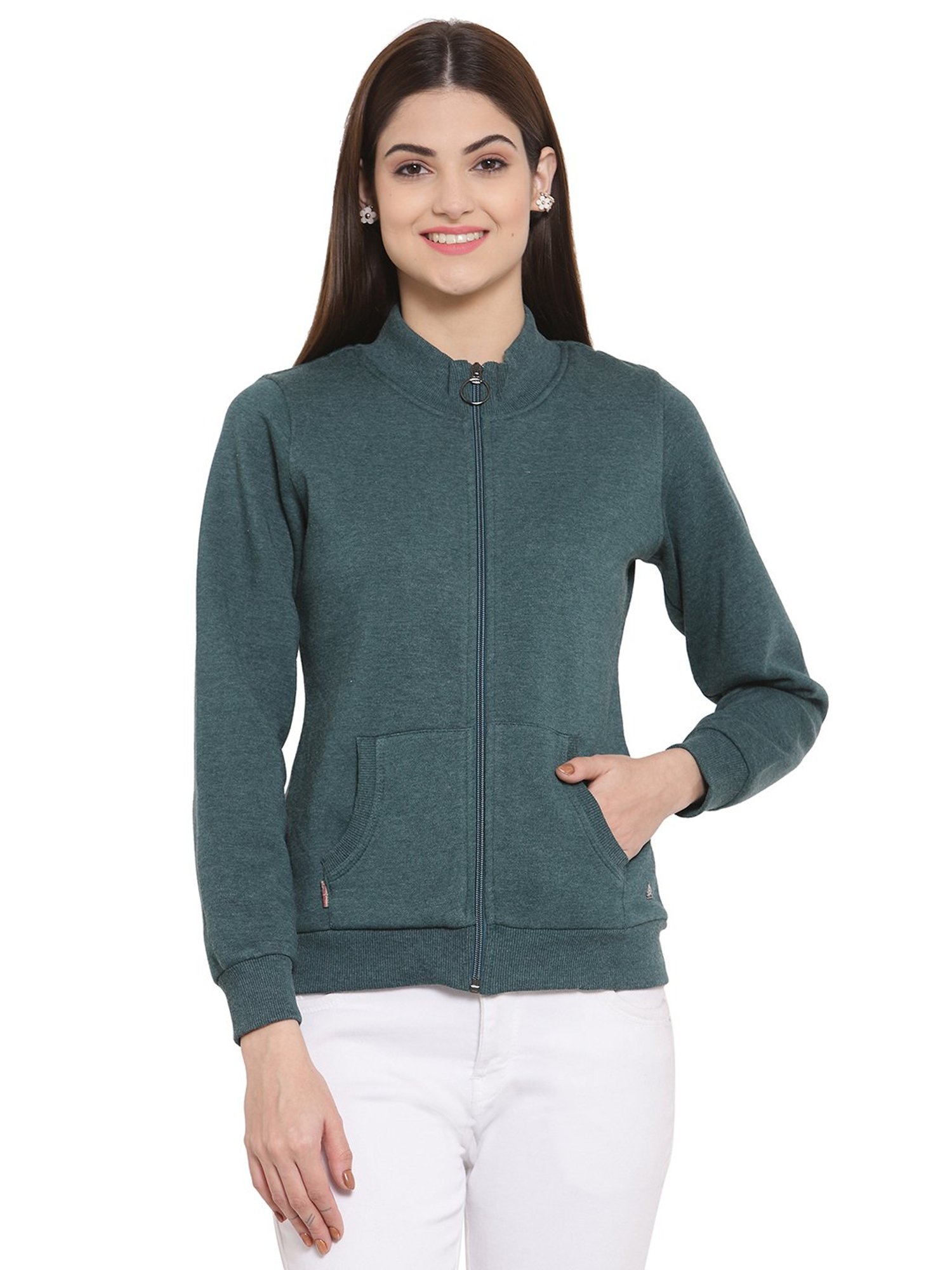 Juelle Green Mock Collar Sweatshirt
