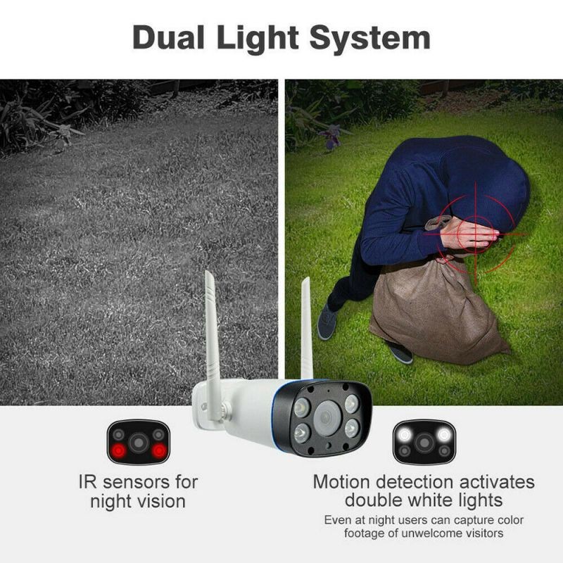 Outdoor HD 2MP Wireless CCTV Security IR-CUT Wifi Dual Lights IP Camera Wireless Bullet Security Camera 1080P Motion Detection Active Defense IR Night Version WIFI 2-Way Audio IP66