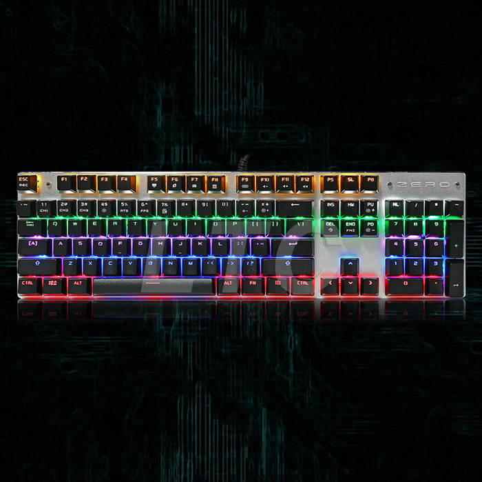 LeaningTech Mechanical Feel Gaming Keyboard with Blue Switches 6-Color Backlit 104 Keys Anti-Ghosting