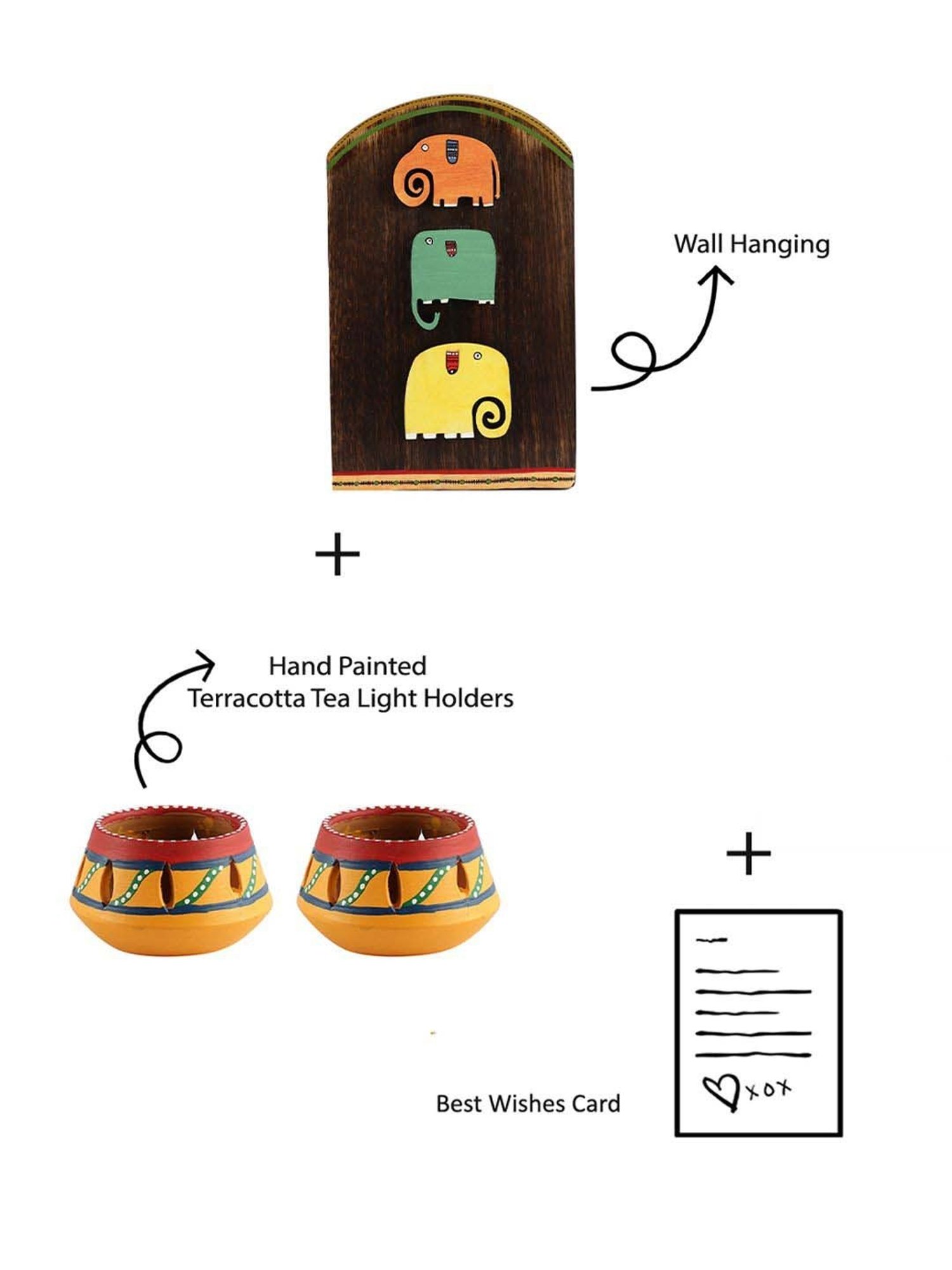 VarEesha Upahaar Multicolor Wood Wall Hanging with 2 Tea Light Holders