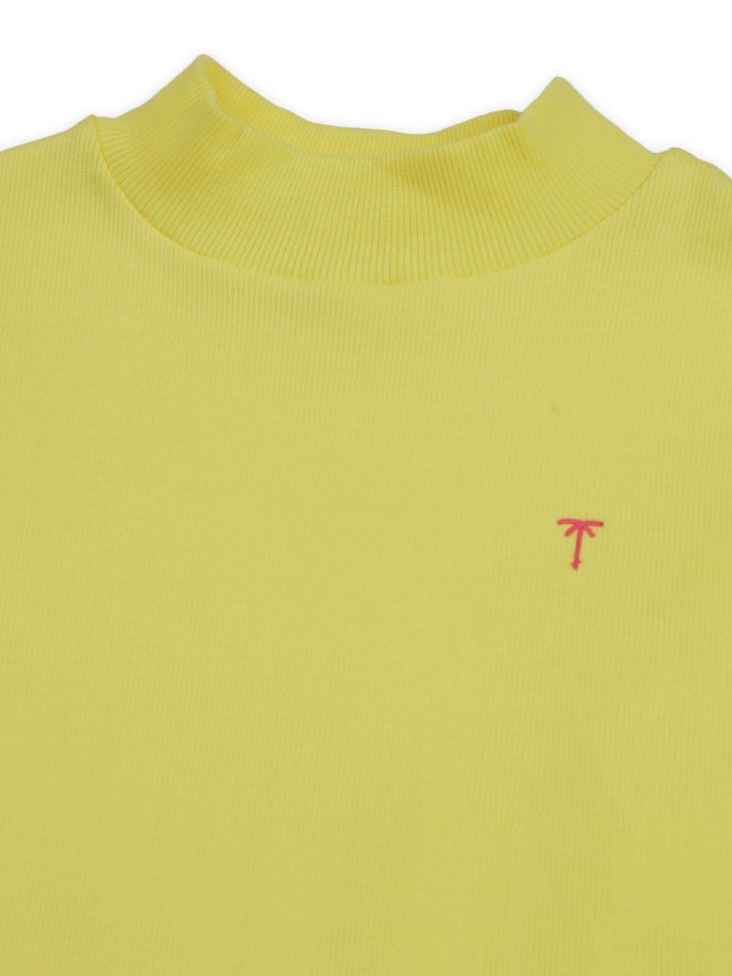 Palm Tree Kids Yellow Cotton Regular Fit Full Sleeves Skivvy