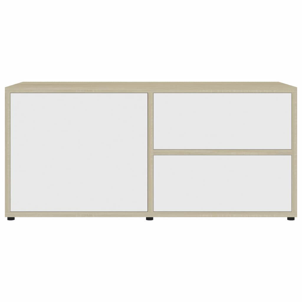 vidaXL TV Cabinet White and Color Sonoma Oak MDF board Stand Storage Cabinet