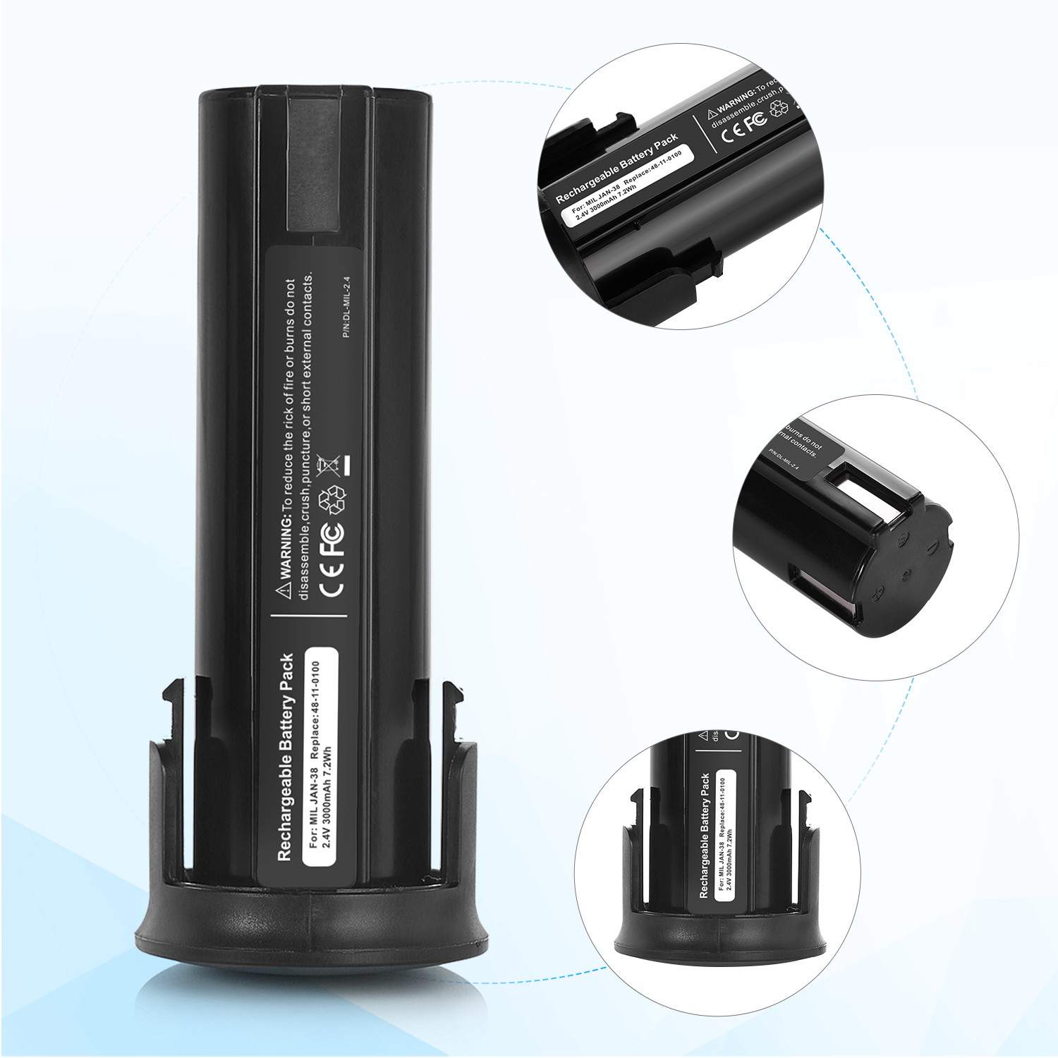 2.4V 3000mAh Ni-CD Replacement Battery for MILWAUKEE 48-11-0100 Cordless Screwdriver Rechargeable Batteries