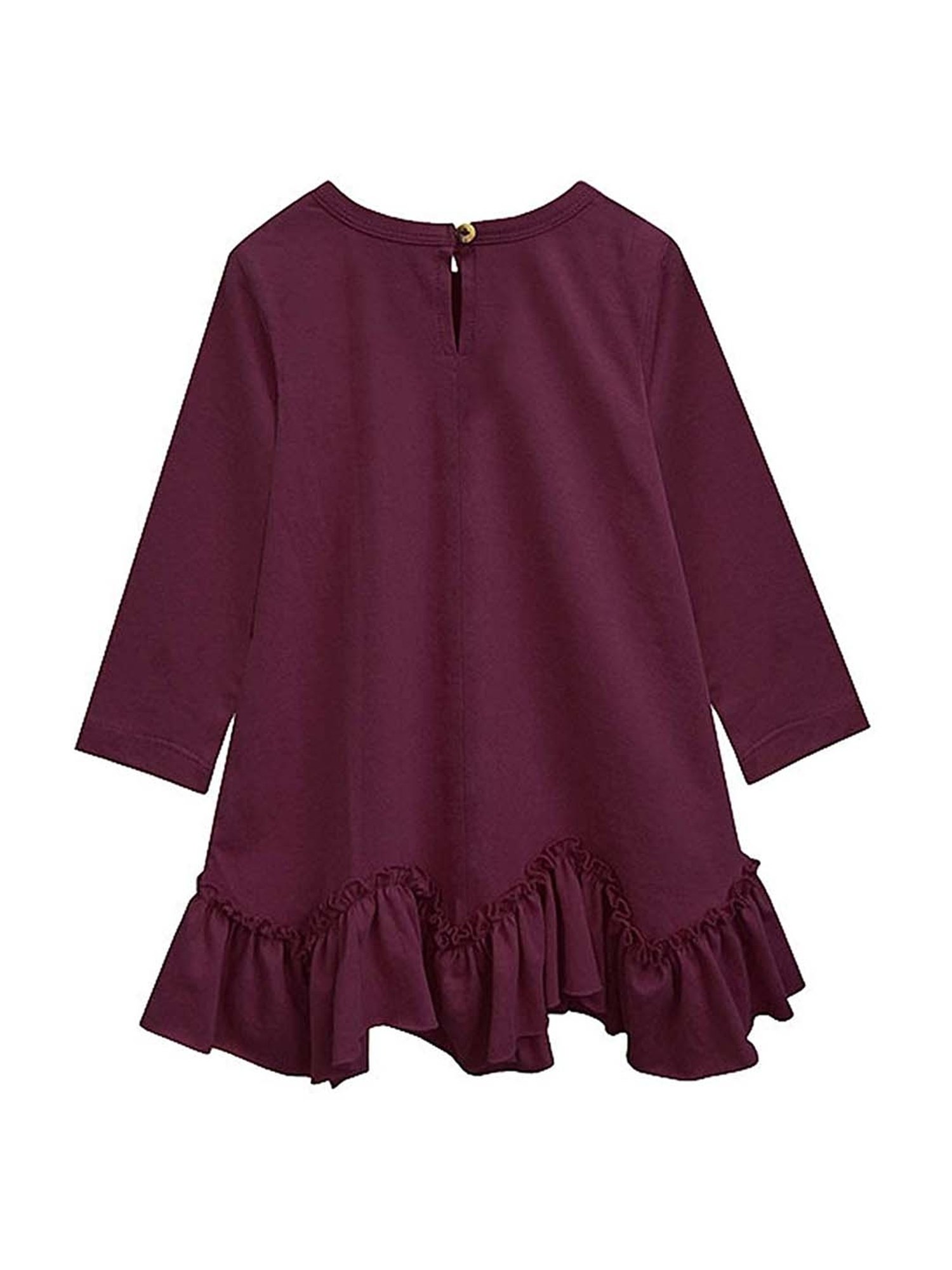 A.T.U.N. Kids Purple Cotton Regular Fit Full Sleeves Dress