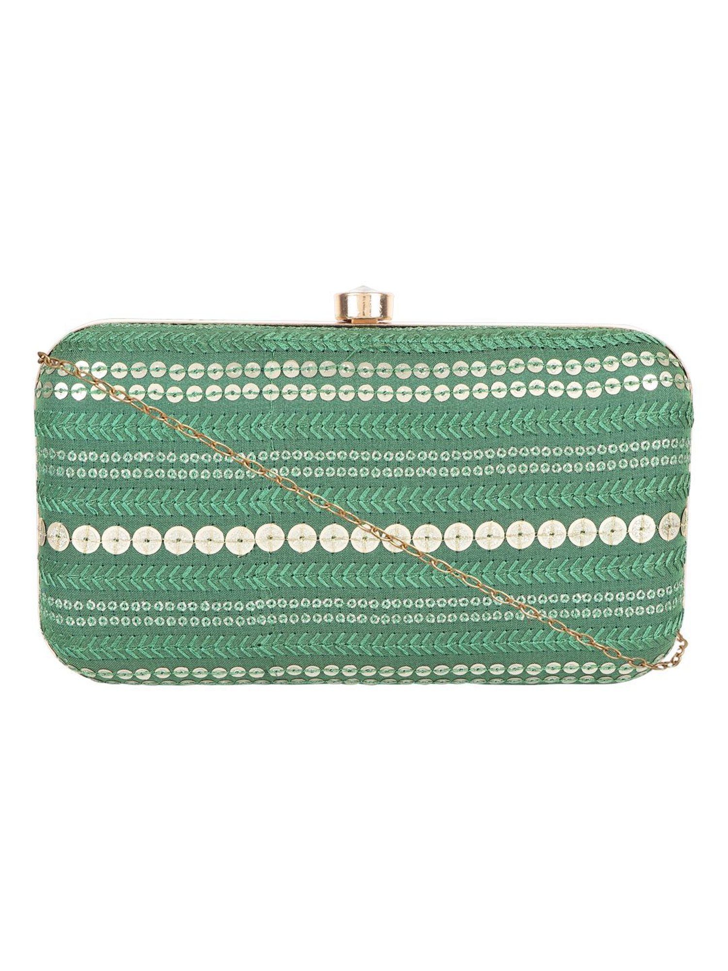 Horra Green Embellished Clutch