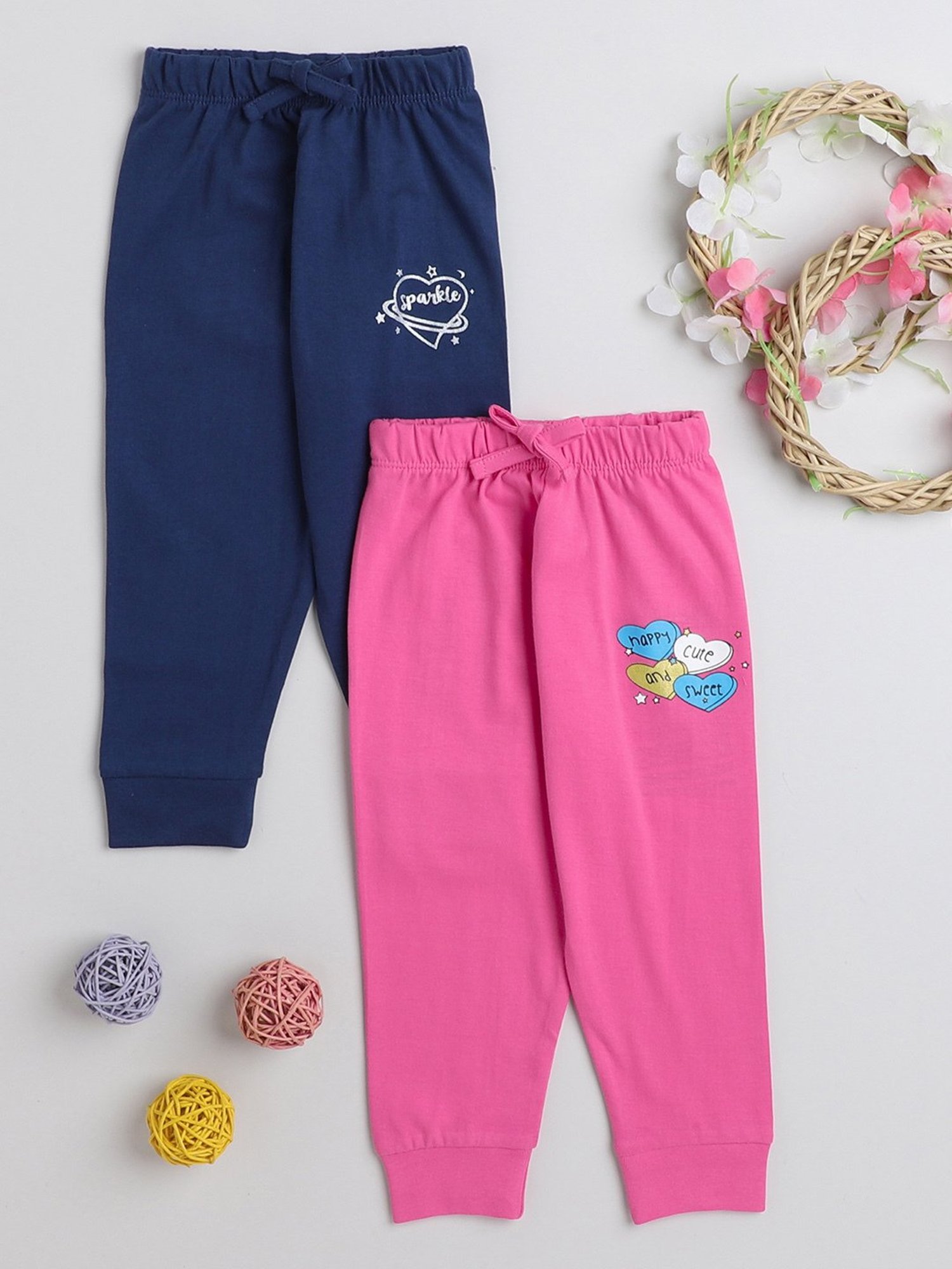 Bumzee Girls Navy & Pink Printed Pyjamas (Pack Of 2)