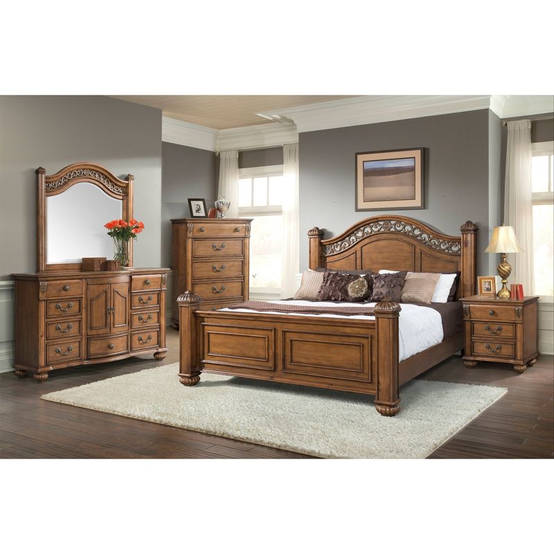 3pc Queen Barrow Poster Bedroom Set Oak - Picket House Furnishings