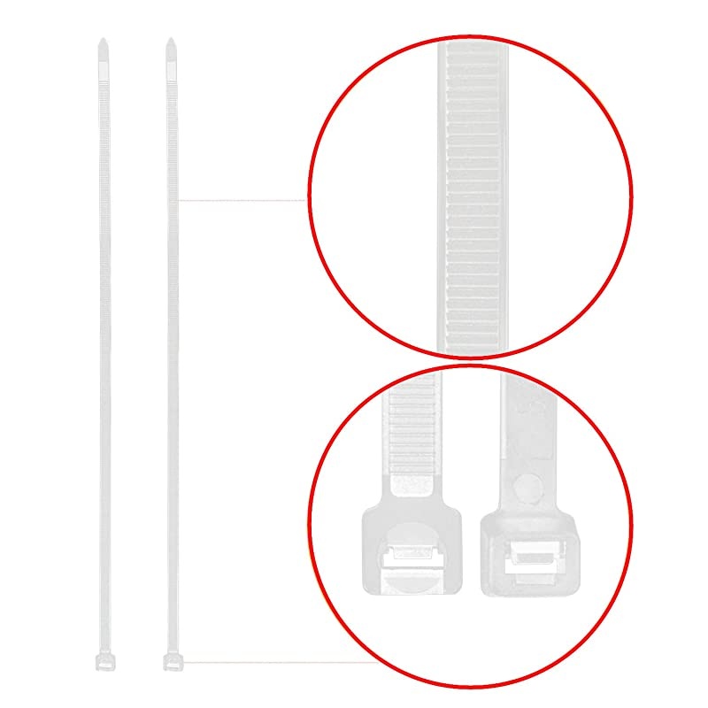 6 Inch Selflocking Zip Ties, 40 Lbs Tensile Strength Wire Ties (Industrial Grade Cable Ties) Pack of 100 White