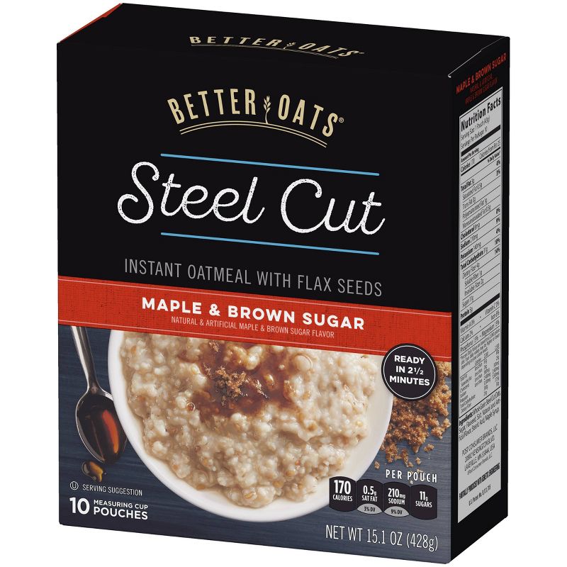Better Oats Revolution! Steel Cut Oats Maple & Brown Sugar Oatmeal - 10ct