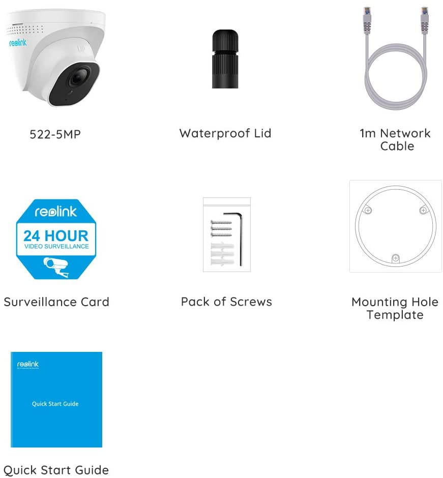 Reolink 5MP PoE camera dome outdoor 3x Optical Zoom IP66 built-in Mic SD card slot Remote Access via phone RLC-522