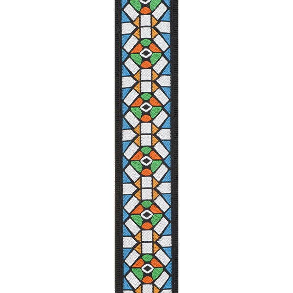 D'Addario Planet Waves Woven Guitar Strap; Stained Glass design
