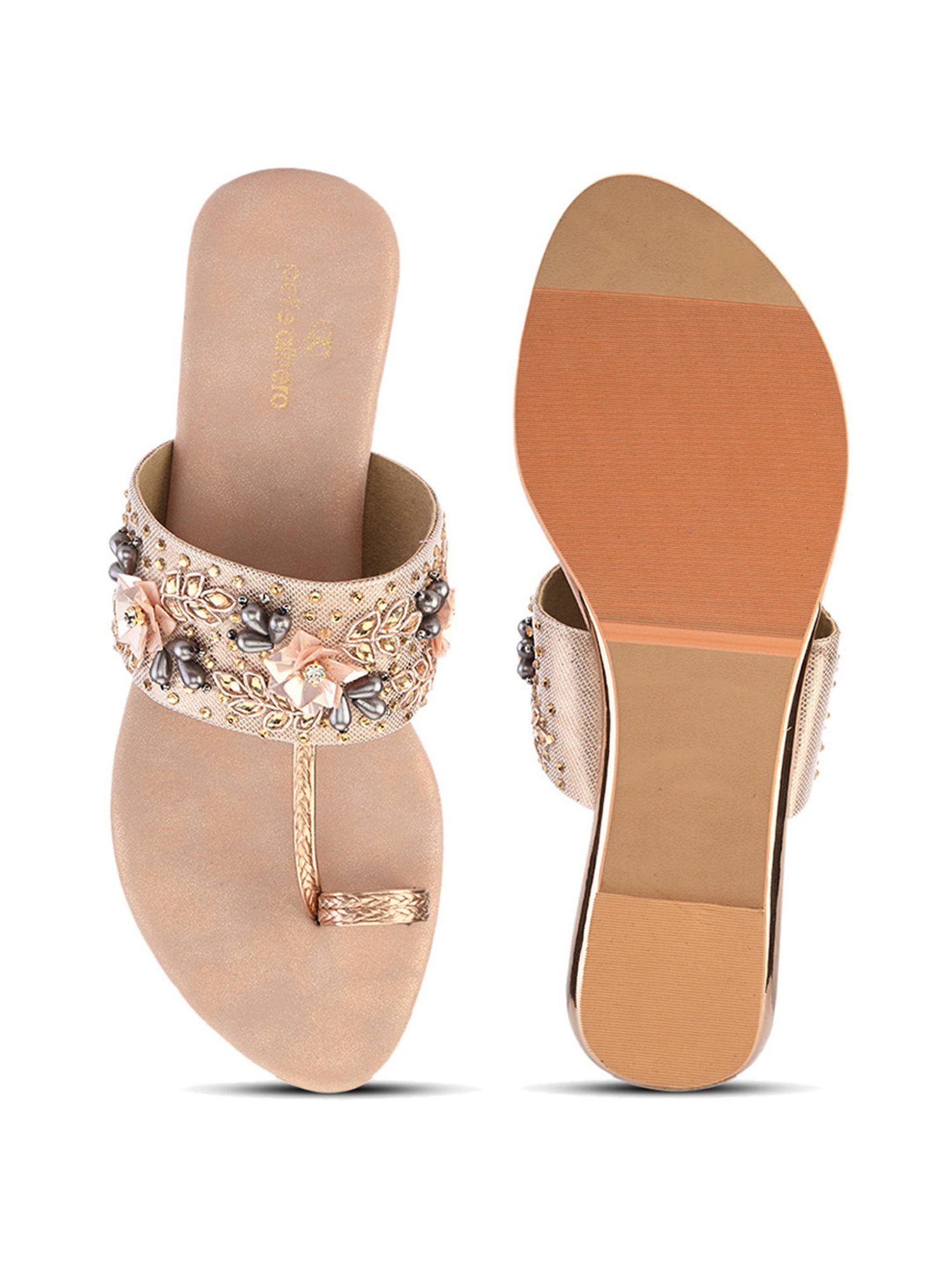 Pelle Albero Women's Rose Gold Toe Ring Sandals
