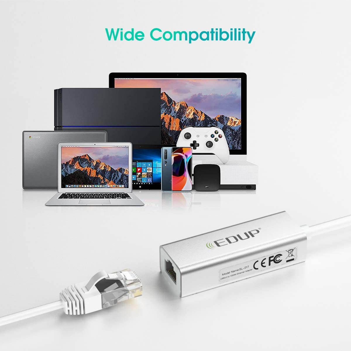 USB C to Ethernet Adapter, Type C to RJ45 Thunderbolt 3/Type-C Gigabit Ethernet LAN Network Adapter 10/100/1000 Mbps Compatible with MacBook Pro 2019/2018/2017, MacBook Air, Dell XPS and More