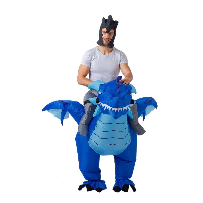 Adult 7' Blue Ice Dragon Ride-On Inflatable Halloween Costume One Size