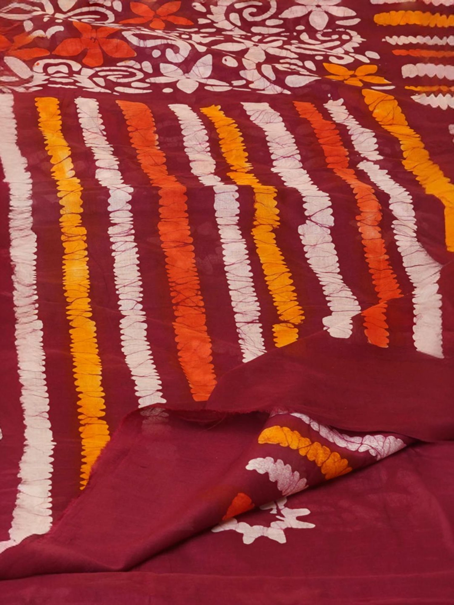 Unnati Silks Maroon Cotton Printed Saree With Unstitched Blouse