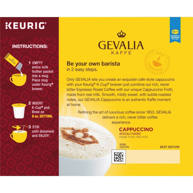 Gevalia Cappuccino Dark Roast Coffee Pods - 12ct