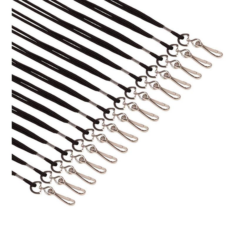 120 Neck Lanyards, w/ Braided Cord and Swivel Hook for Badge Holders, 38", Black