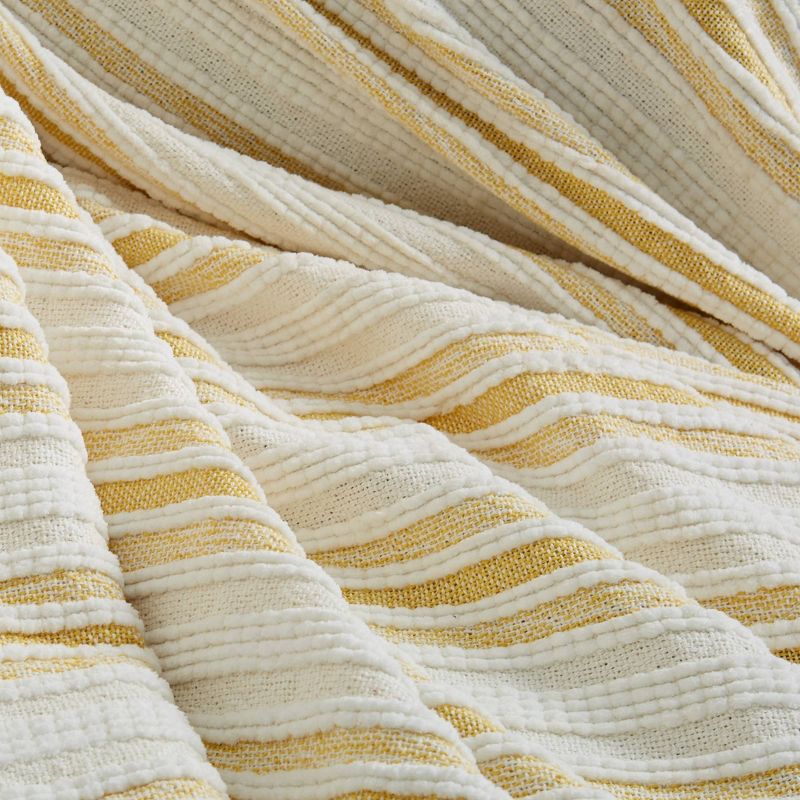 50"x60" Woven Striped Throw Blanket with Corner Tassels Yellow - Patina Vie
